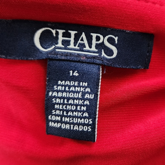 CHAPS Dark Red Stretch Jersey Faux Wrap Ruched Maxi Dress - Picture 8 of 11